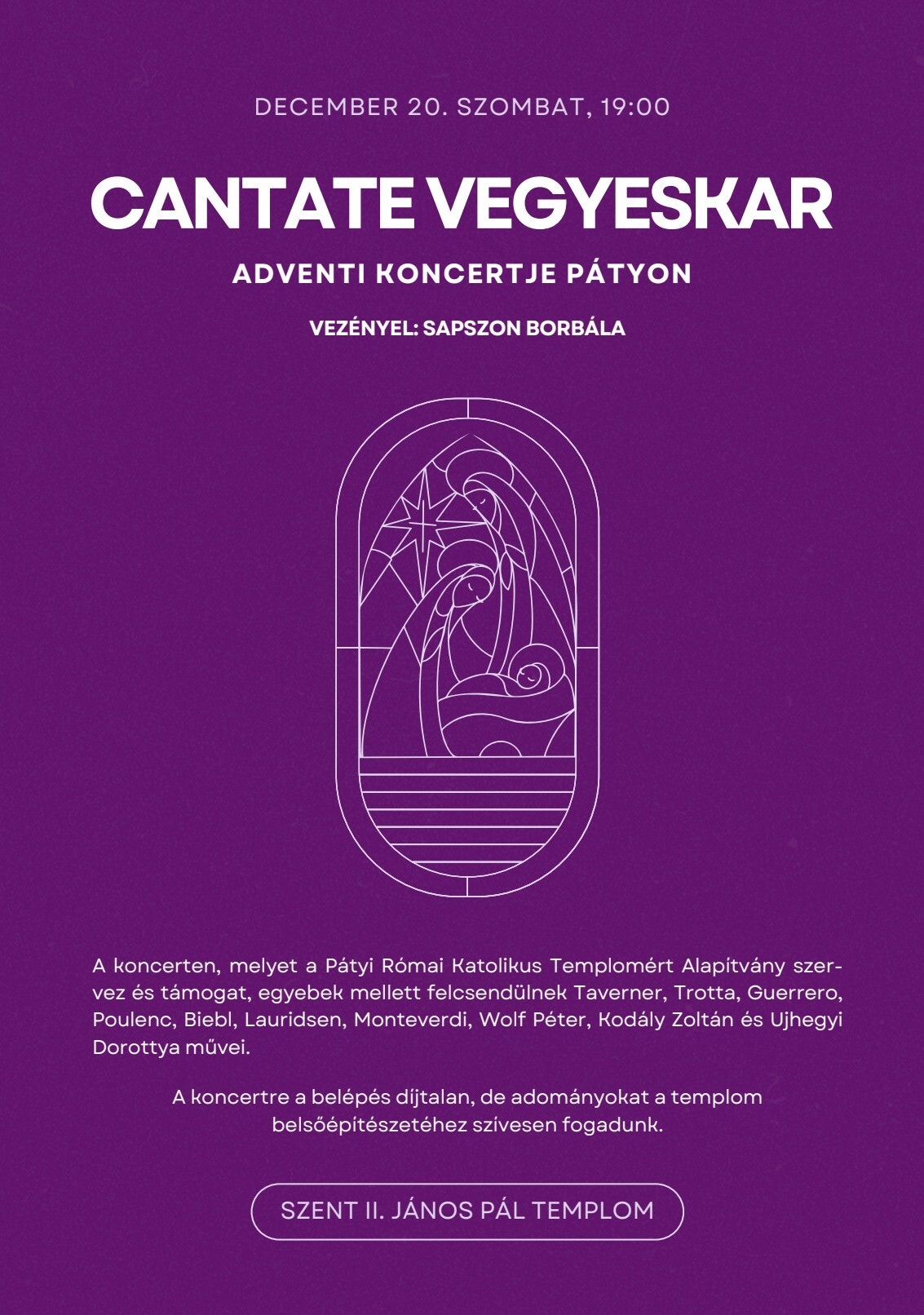 Cantate Vegyeskar koncert plakat email verzio
